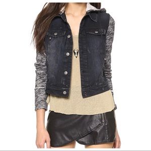 Free People Distressed Denim & Knit Jacket